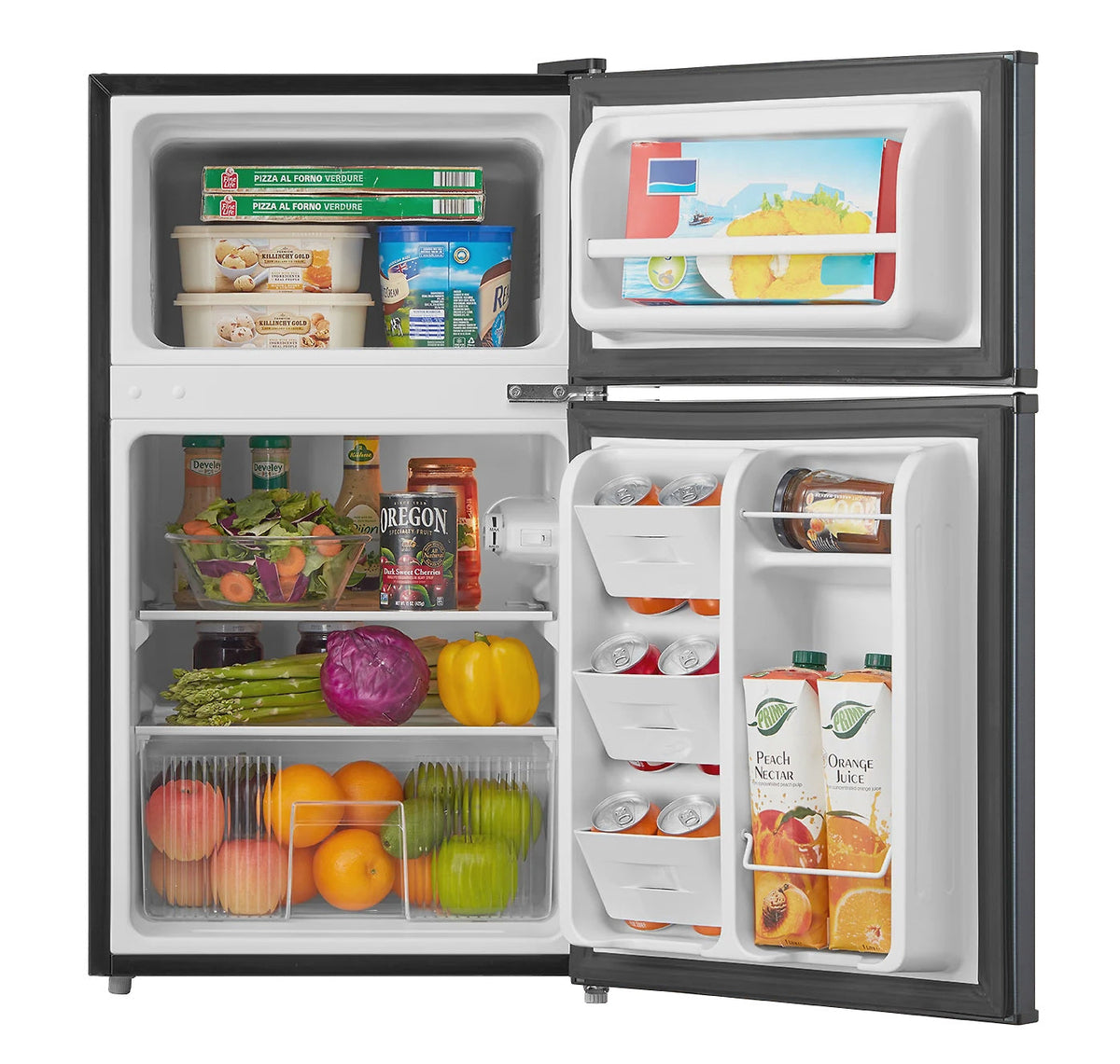 Arctic King 3.2 Cu ft Two Door Mini Fridge with Freezer, Stainless Steel, E-Star
