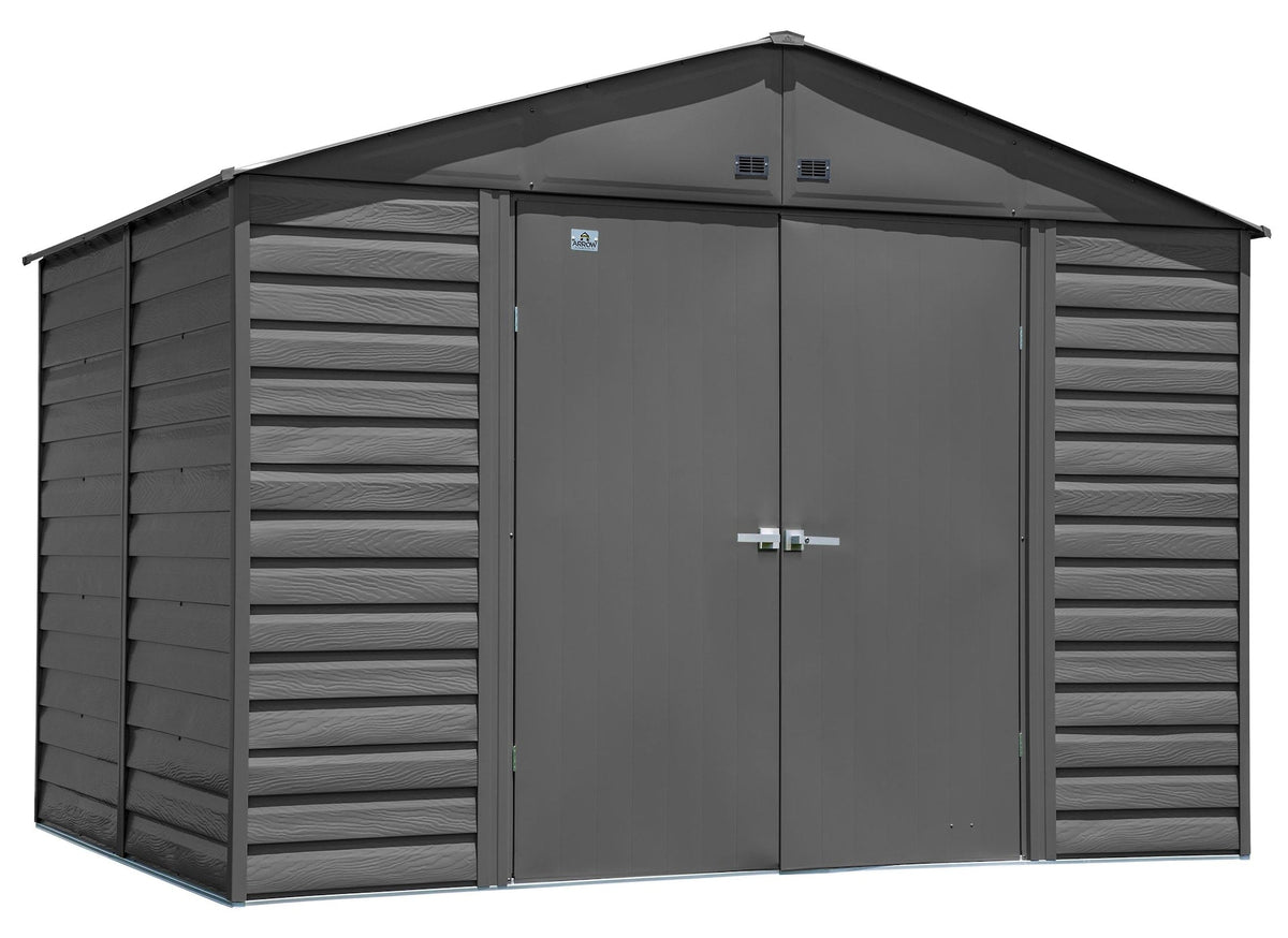 Select Galvanized Steel Storage Shed, Charcoal, 10-ft x 8-ft