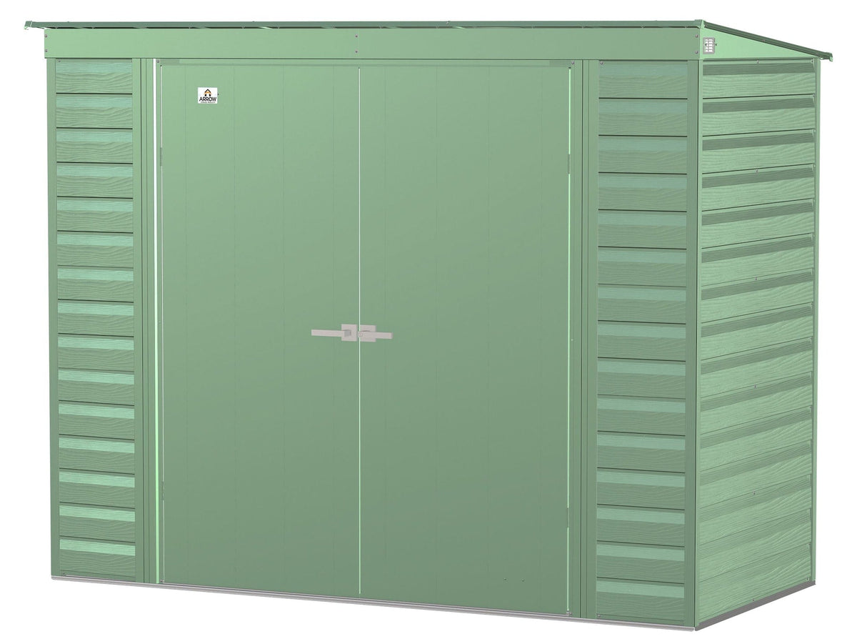 Select Galvanized Steel Storage Shed, Sage Green, 8-ft x 4-ft
