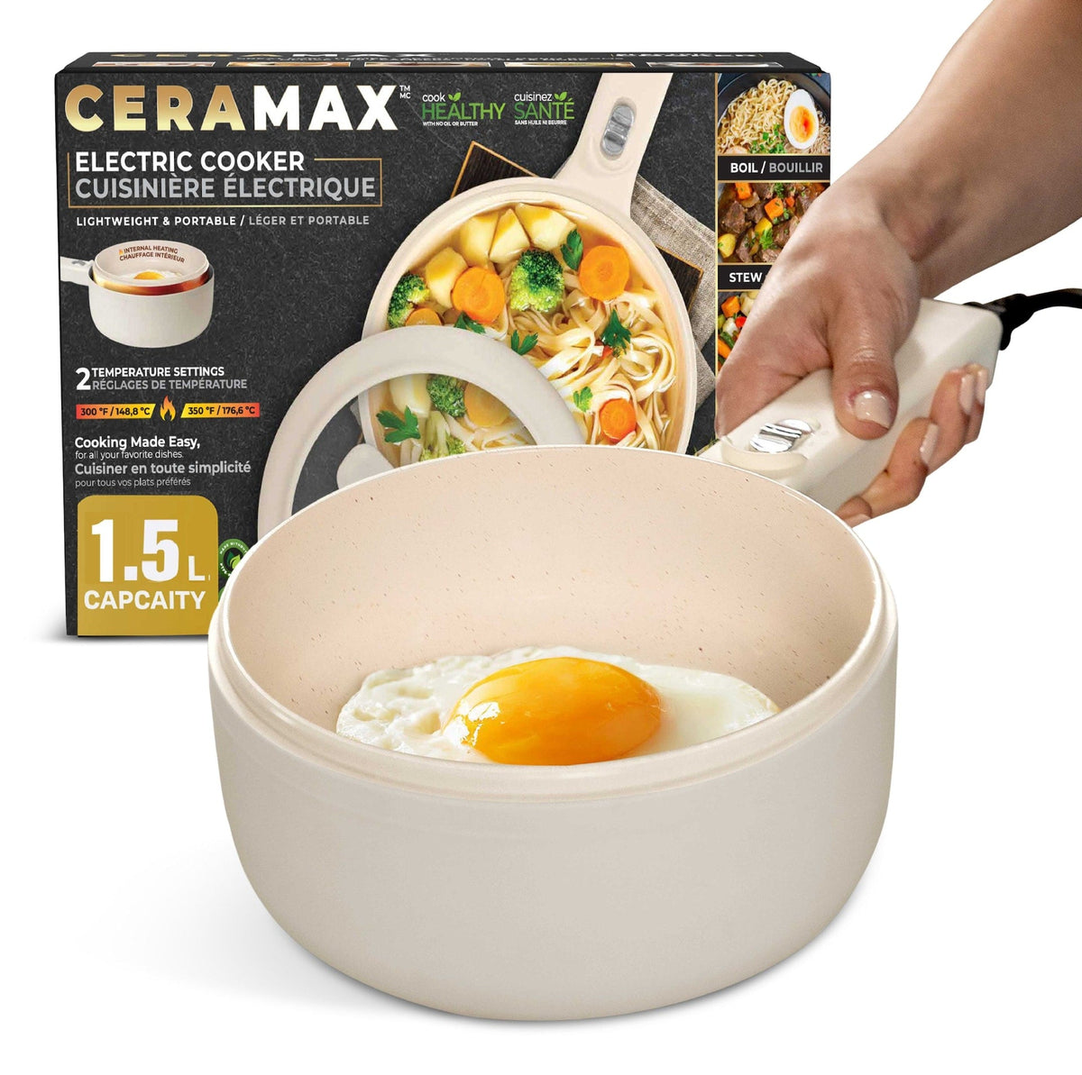 Ceramax Electric Cooker, Non-stick, 1.5-L Capacity Cooker