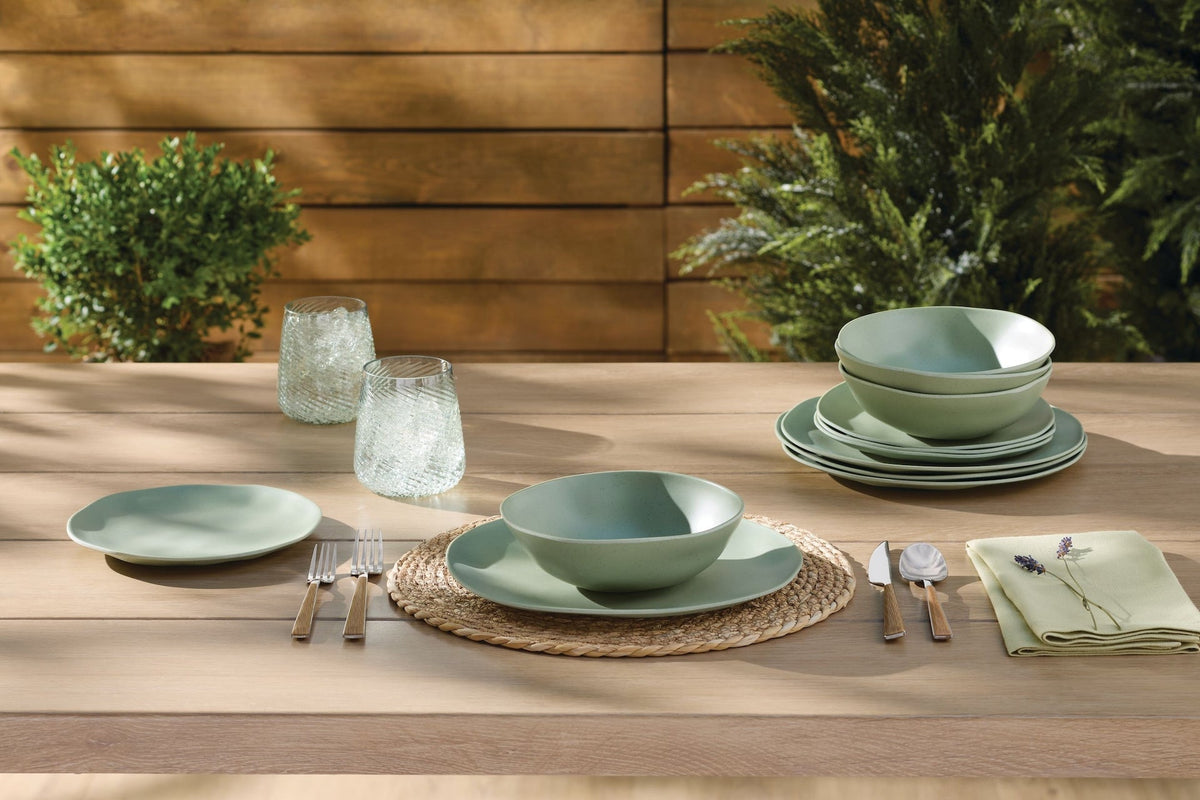 Everyday Dinnerware Set, BPA-Free, Sage Green, 12-pk