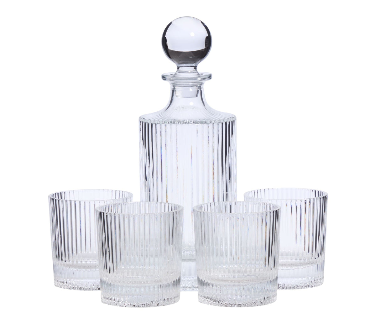 Fluted Decanter & Glasses Set, 5-pc