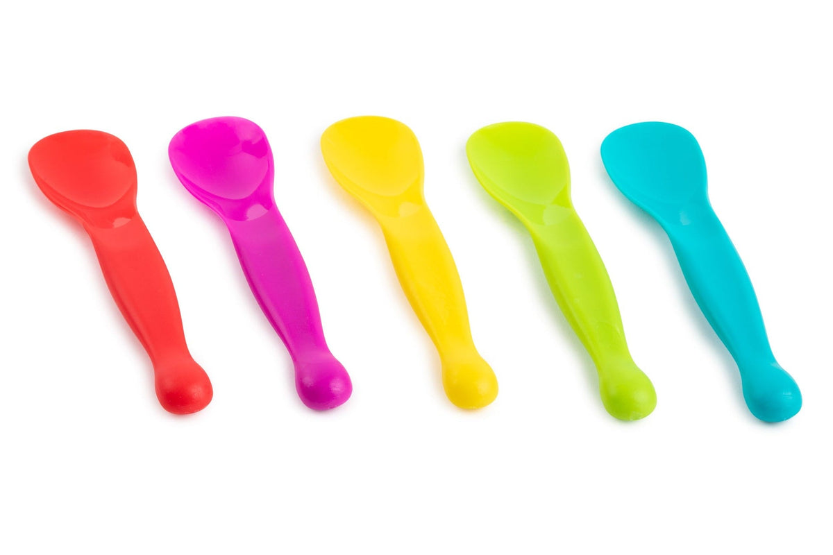 Plastic Kids Spoons, BPA Free, 5-pc, Assorted Colours