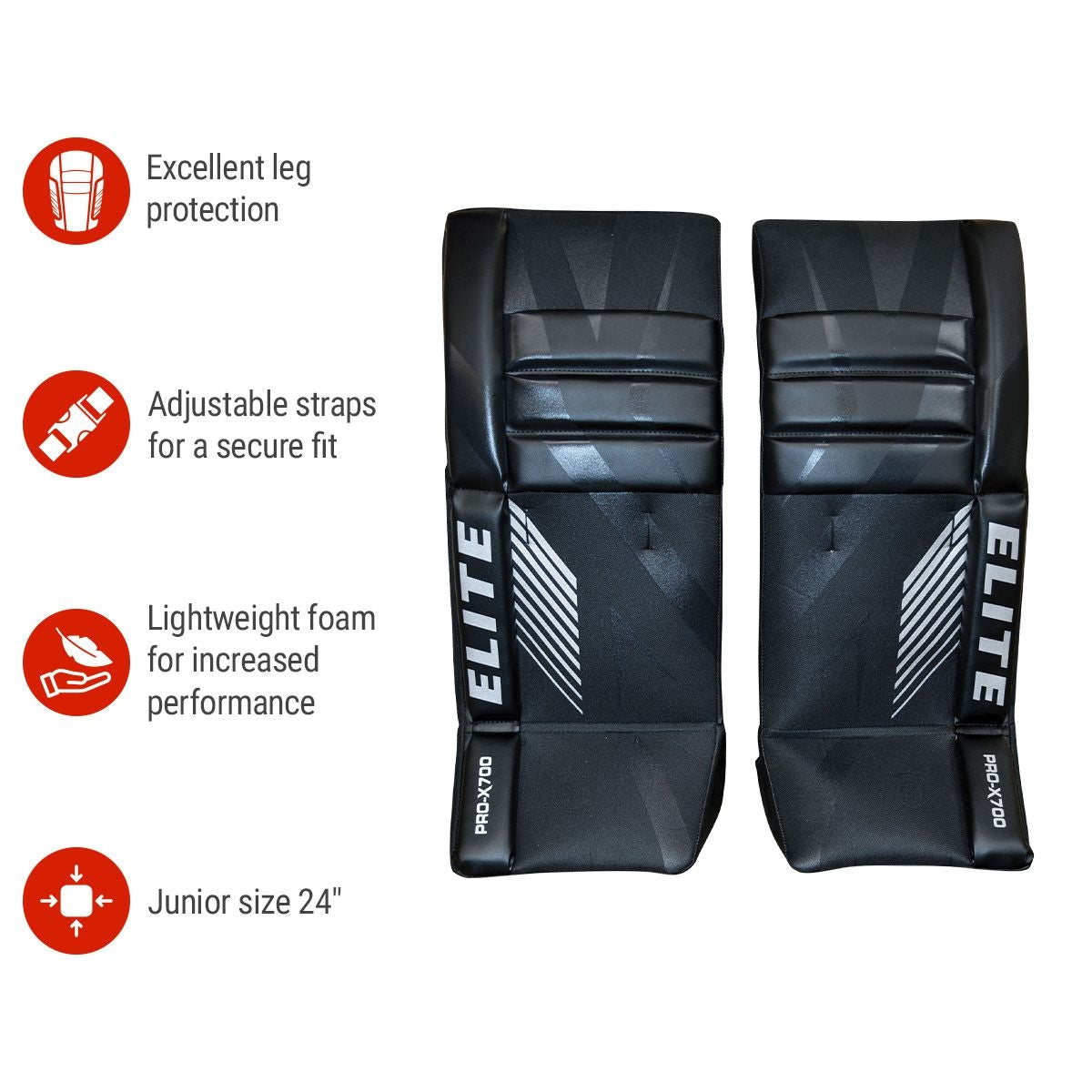 Vasilevskiy PRO-X700 Street Hockey Goalie Leg Pads, Junior, 24-in