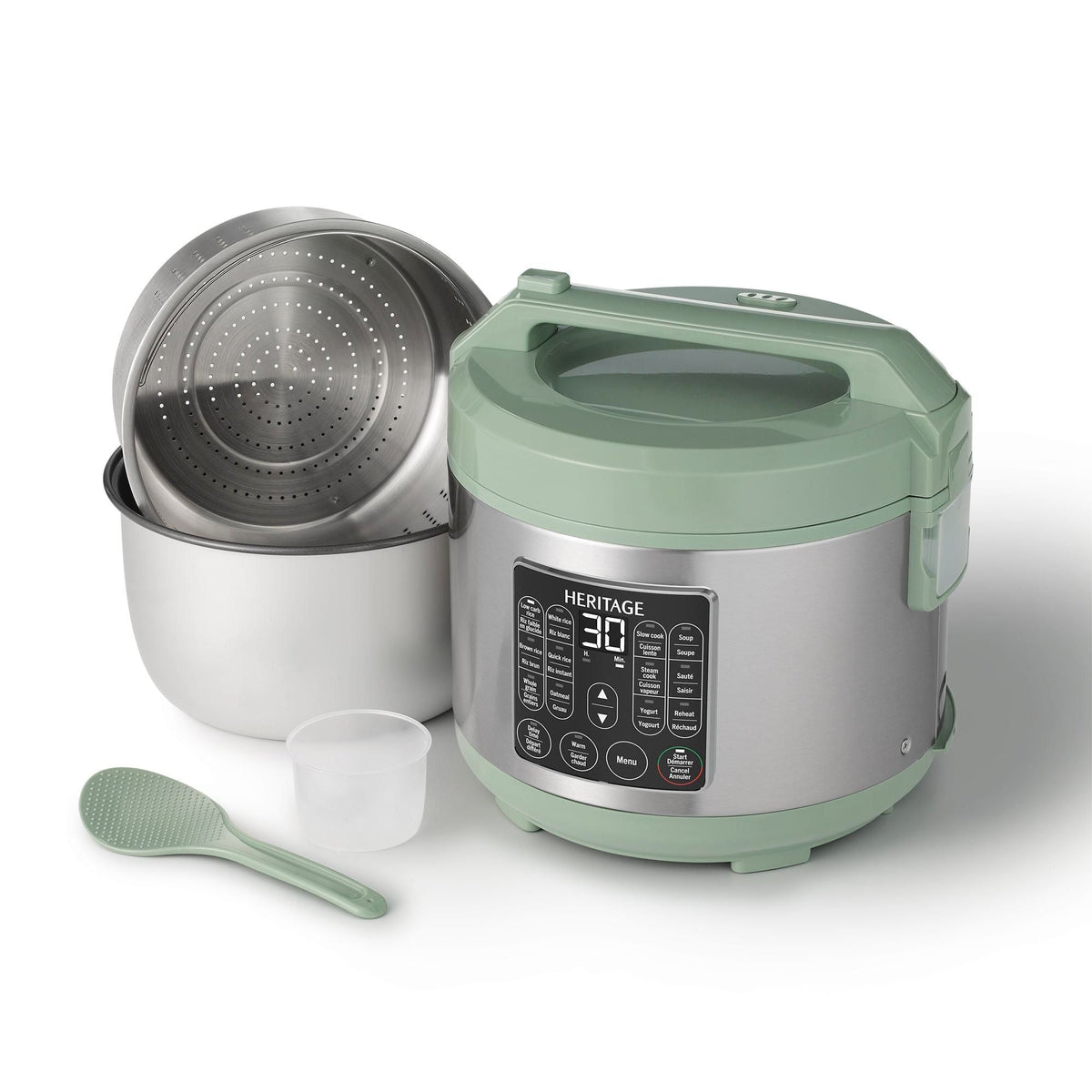 Digital Programmable Rice & Grain Cooker with 13 Pre-Set Cooking Functions, Includes Steamer, 16-Cups