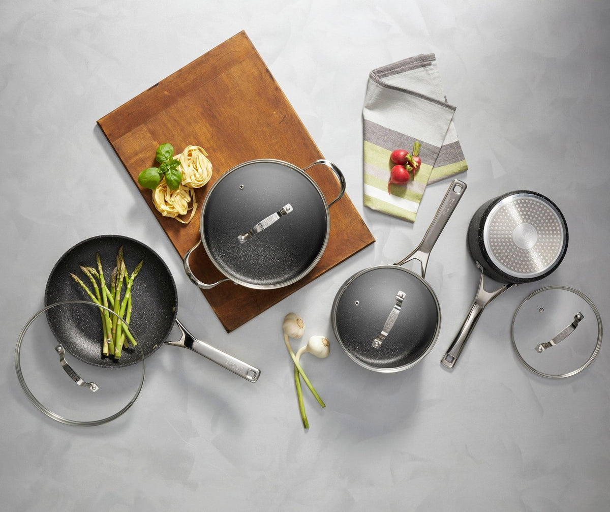 Rock Essence Cookware Set with Glass Lids, Aluminum, 8-pc