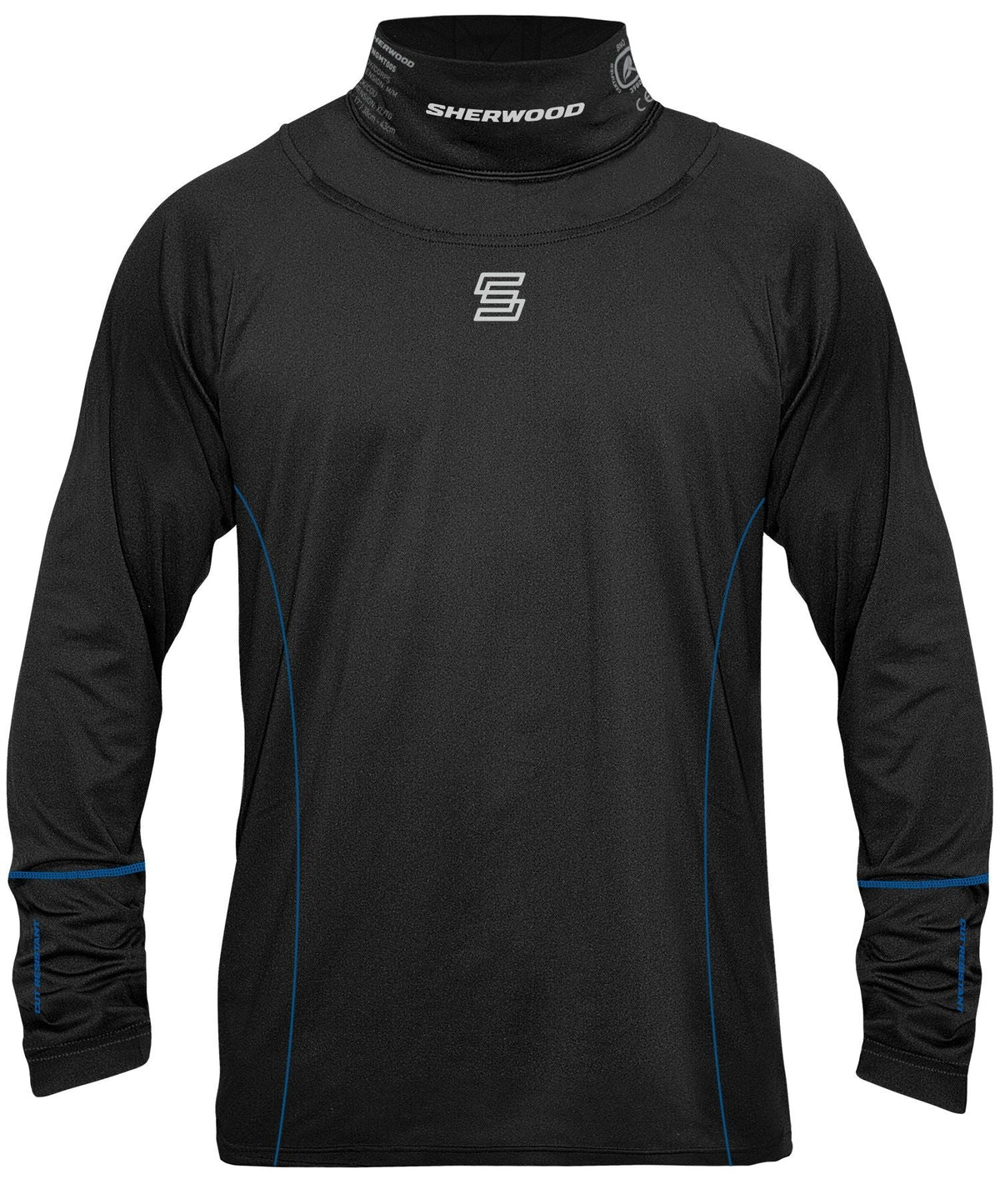 Hockey Long Sleeve Top with Integrated Neck Guard, Senior/Men, Black, Assorted Sizes