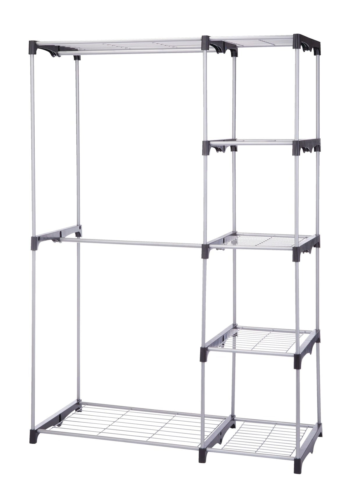 Prima Metal Freestanding Closet Organizer with 5 Wire Shelves & Rods