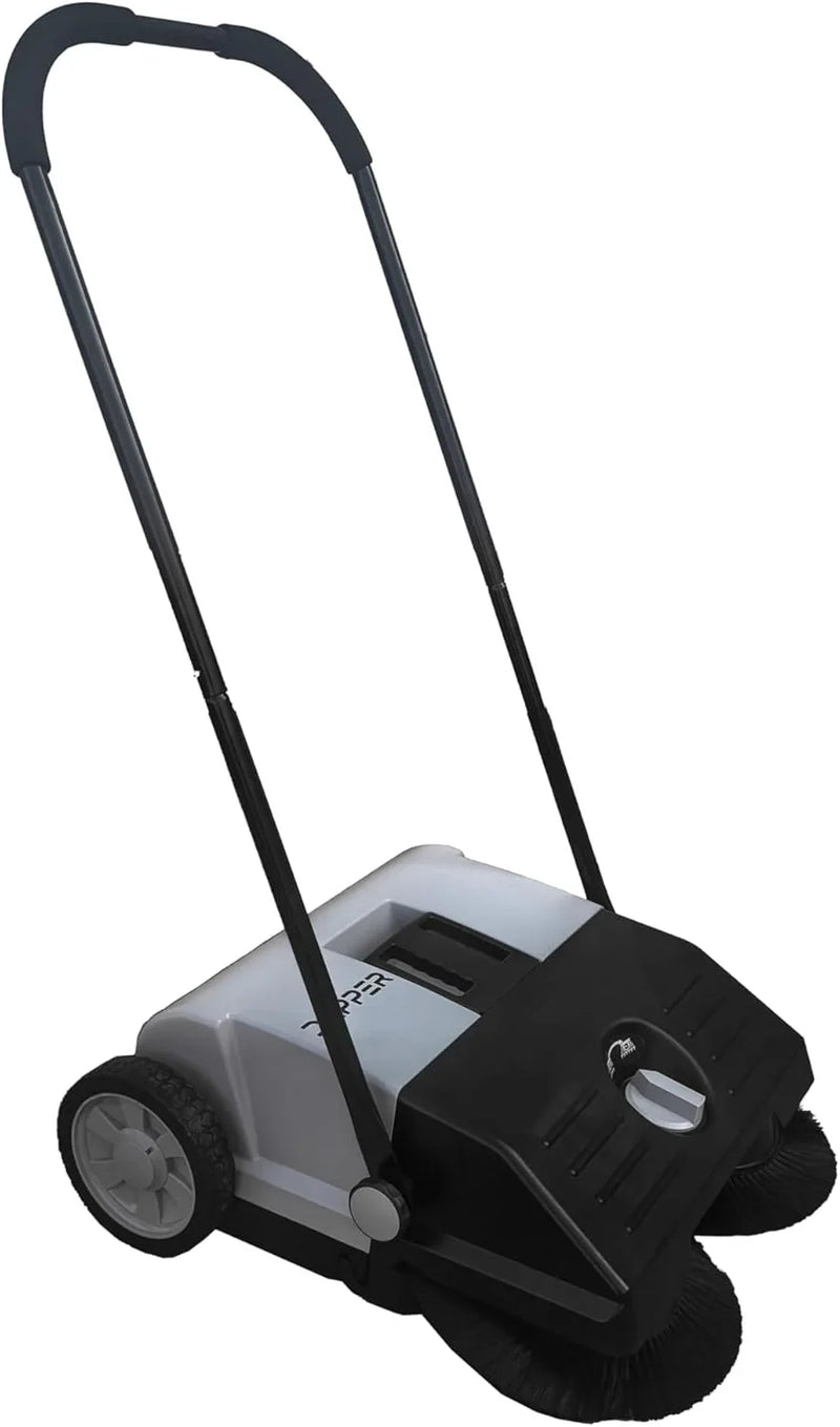 Walk-Behind Outdoor Hand Push Floor Sweeper - 5.25 Gallon Capacity - 25.5" Sweeping Width - Sweeps up to 27,900 ft² / Hour, Grey M5964