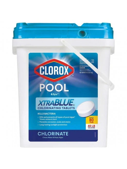 Xtra Blue 40 Pound 80 Tab Pool and Spa 3 Inch Long Lasting Chlorinating Tablets V9811