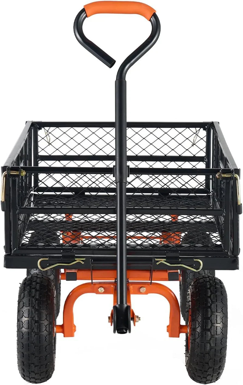 Garden Dump Cart, Heavy Duty Garden Wagon Yard Dump Wagon with Removable Sides, Convert to Flatbed, Utility Liner, 10in All Terrain Wheels Y6130