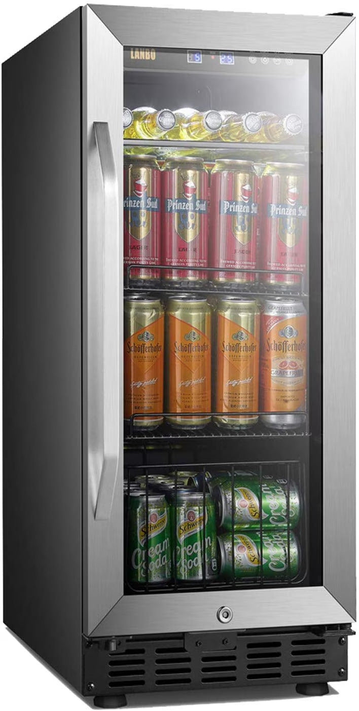 Lanbo 76 Cans Under Counter Compressor Beverage Cooler Refrigerator, 15 inch Width G7666