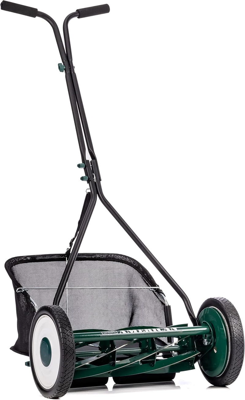 Mower Company 1725-16GC 16-inch 7-blade reel mower with grass debris collection device, designed specifically for lawns, green model I9500