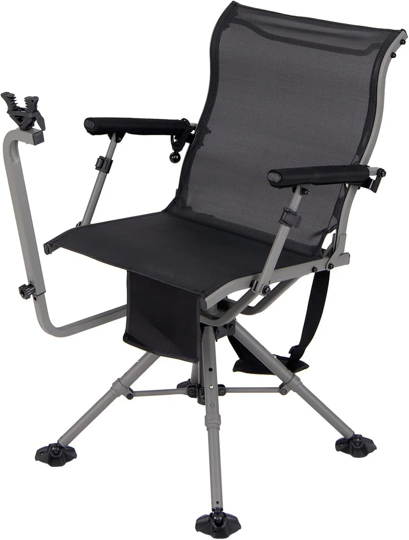 360° rotatable hunting seat, equipped with 4 extendable aluminum legs, adjustable gunstock, portable hunting shelter chair, equipped with carrying straps for outdoor activities. E5548