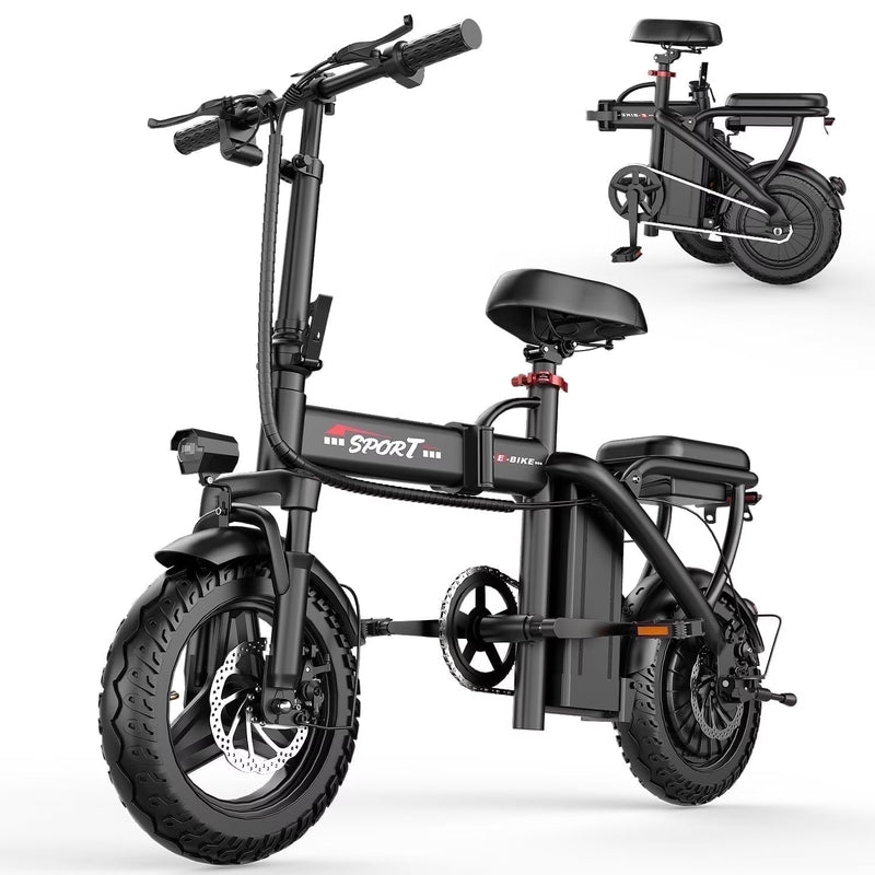 14 in Electric Bike with Dual Front Suspension 500W Folding Ebike, Up to 25Miles 20MPH, 48V Removable Lithium-Battery, 14 in Foldable Commuting... O4479