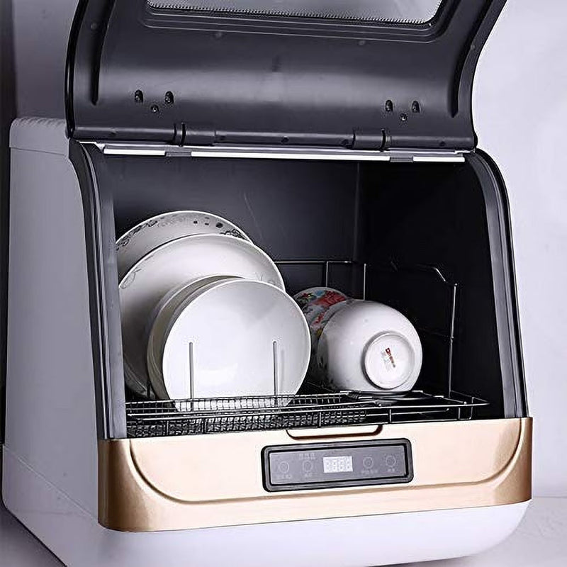 Countertop Dishwasher Kitchen Mini Portable Dish Bowl Washer Tabletop Automatic Dishwasher Deep Cleaning for Home, Apartment, RV (White Black) P1760