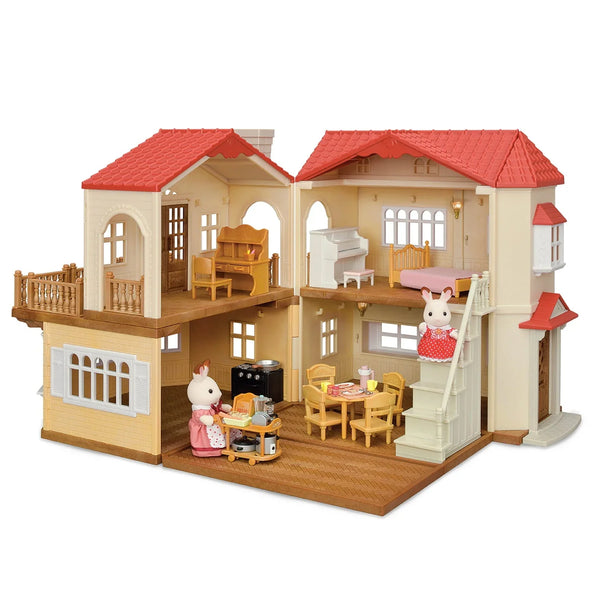 Calico Critters Red Roof Country Home, Dollhouse Playset with Figures, Furniture and Accessories N6363