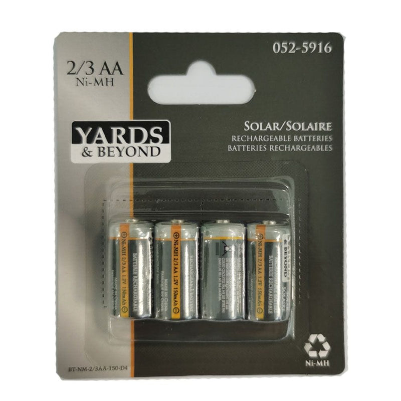 150mAh 2/3 AA Solar Rechargeable Batteries, 4-pk S2541