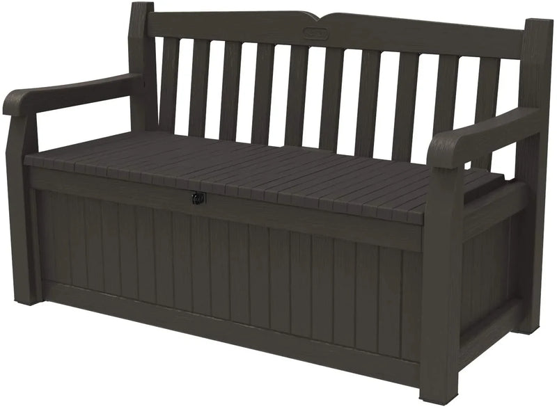 70 Gallon Storage Bench Deck Box for Patio Furniture, Front Porch Decor and Outdoor Seating -- Perfect to Store Garden Tools and Pool Toys, Brown H7811
