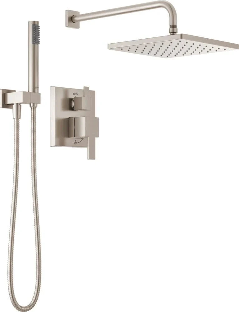 Square shower head set, rain shower head and handle set made of brushed nickel material, valve cover kit, 10 inches, stainless steel Y5764