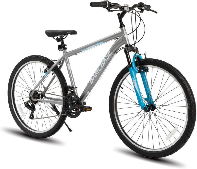 26/27.5 Inch Mountain Bike, Mens Womens MTB with 21 Speeds, High-Tensile Steel Frame, V Brake, Hardtail Bicycle for Adults F5560