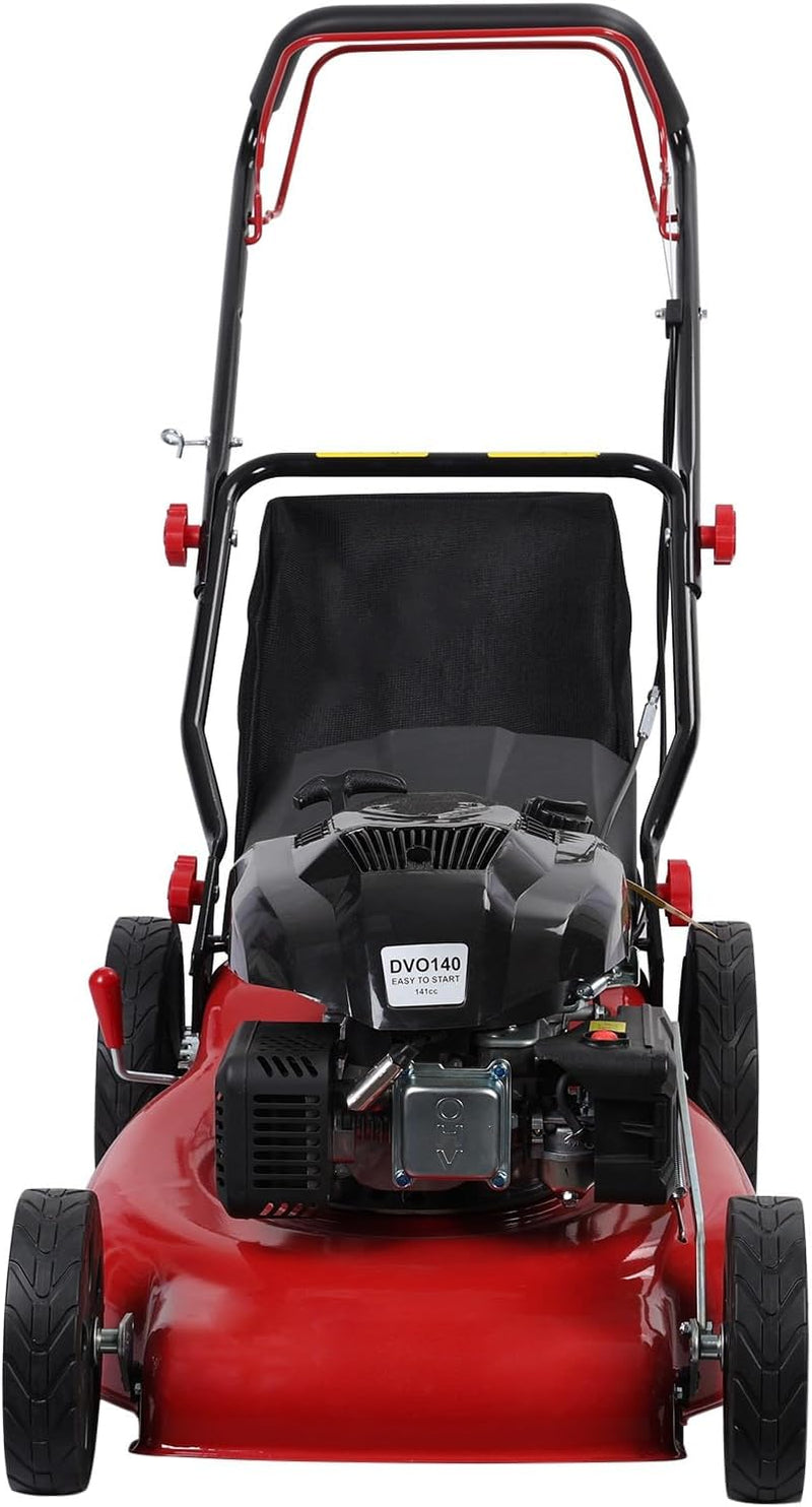 Self-propelled lawn mower, 141cc four-stroke gasoline engine, lawn mower with 20-inch blades, rear-wheel drive, push-type lawn mower, equipped with a 50-liter hay storage tank, rear wheel diameter 10 inches, rotational speed 2850 revolutions per minu F663