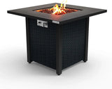 Propane fire pit table, 40,000 watt outdoor square gas fire pit, with lid, weather-resistant metal material, adjustable flame, rock melting set, highly suitable for use on decks, backyards and platforms (30 inches × 30 inches × 11 inches)