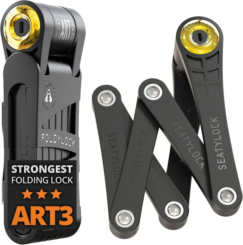 Jiu-style folding bicycle lock set - Patent technology, consisting of two sets of perfectly matching bicycle locks, each set equipped with 6 identical keys - 18/18 level heavy-duty anti-theft security protection device, with key and shell fixation de W850