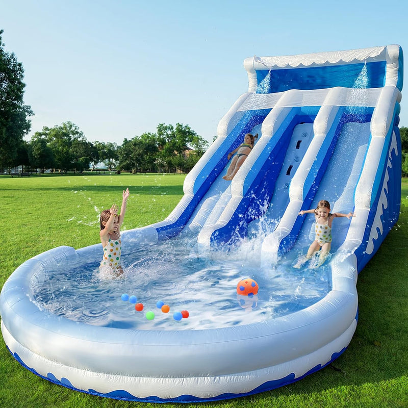 Large Inflatable Water Slide Swimming Pool Play Center, Commercial Grade Lightweight Premium Water Slide Bounce House 20.6x9.5x9.3Ft for Kids and Adults (with Blower) S2568