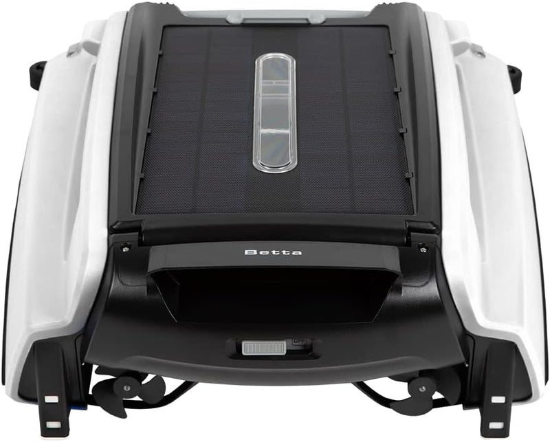 Solar Powered Automatic Robotic Pool Surface Skimmer Cleaner with 24/7 Continuous Cleaning Battery Power and Re-Engineered Twin Salt Chlorine Tolerant Motors (Blue) W4242