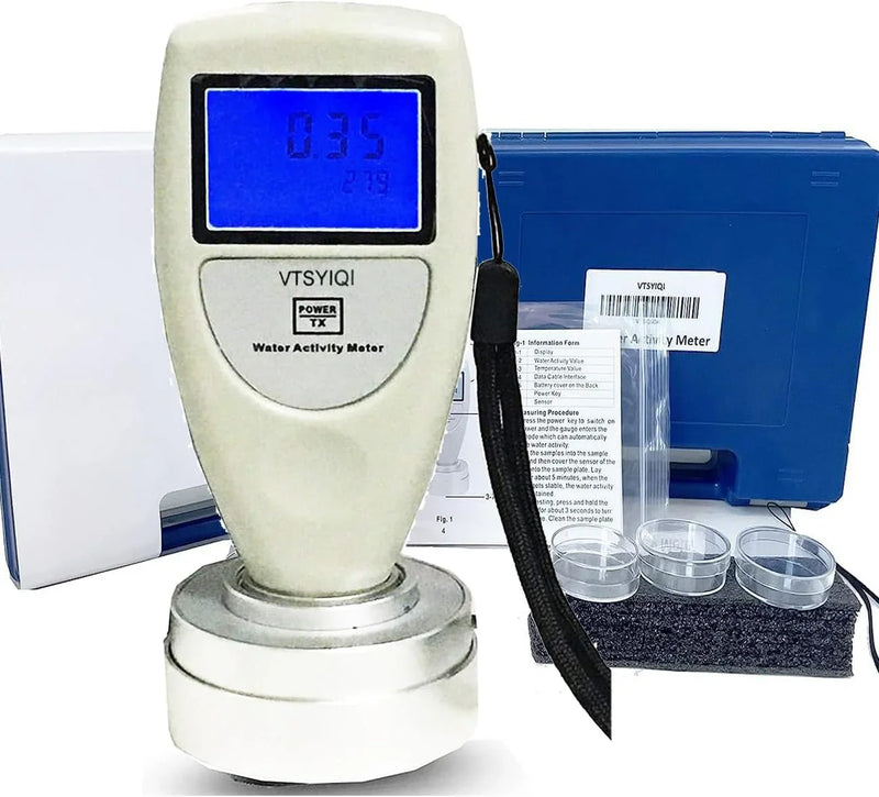 Water Activity Meter Food AW Tester Monitor Water Analyzer for Grain Fruits Vegetables Breads Biscuits Cakes Puffed Food 6 bit Backlight Digital Display A3778