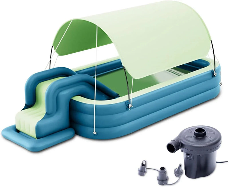 Ergocar Inflatable Swimming Pool with Water Slide, Inflatable Slide Water Pool with Awning, Inflatable Mega Bouncy Castle Water Park, Swim Centre Pools for Backyard, Garden, Summer Water Party N3567