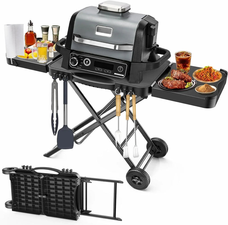 Outdoor Grill Table Cart 57"x24"x35", Outdoor Kitchen Island with Storage & Large Tabletop for Griddle, Pizza Oven, Ninja Woodfire Grill, BBQ Station, Dining Cart, Rolling BBQ Table R7680