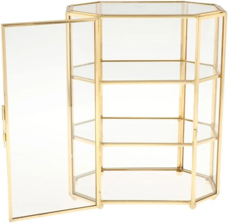 3-Tier Jewelry Box Glass Makeup Organizer Jewelry Box Multifunction Display Case for Dressing Table Decoration Storage X4378