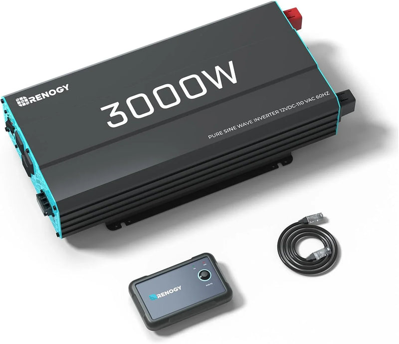 3000W Pure Sine Wave Inverter 12V DC to 120V AC Converter for Home, RV, Truck, Off-Grid Solar Power Inverter 12V to 110V with Built-in 5V/2.1A USB / Hardwire Port, Remote Controller O0724
