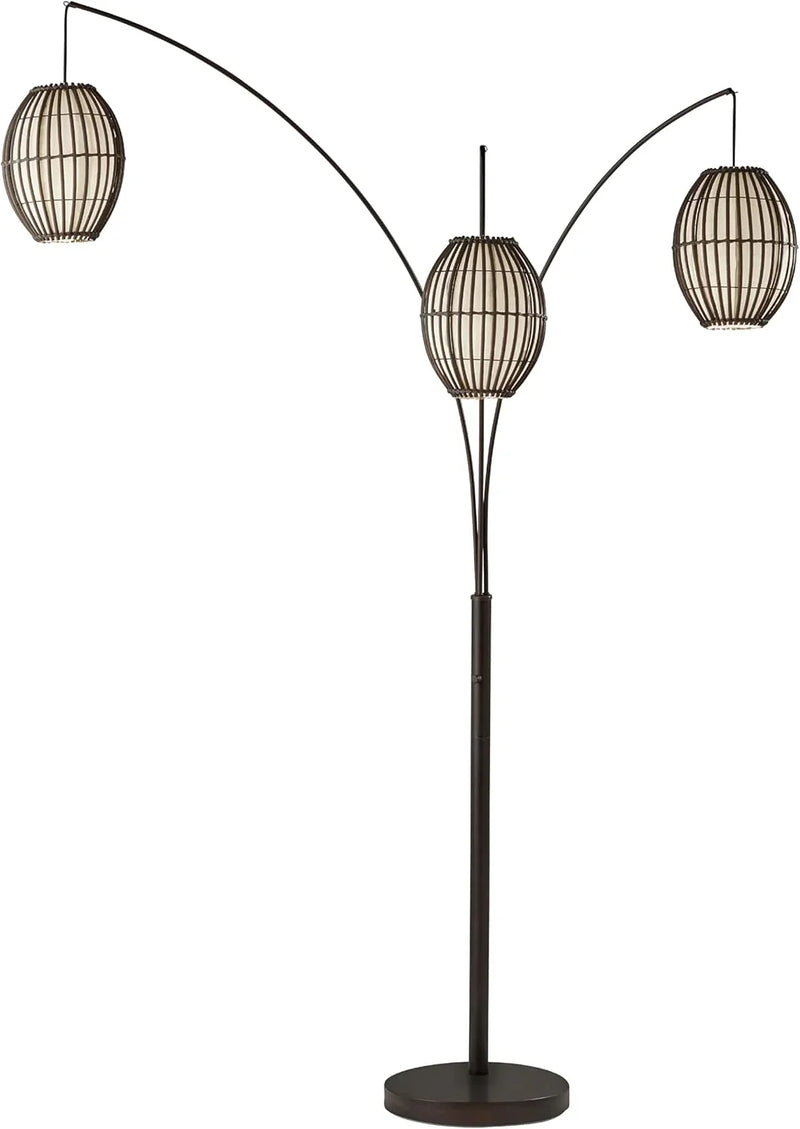 Floor lamp, equipped with three movable lampshades and an adjustable height design - perfect for decorating bedrooms, living rooms and corners, with a bronze color finish. D6319