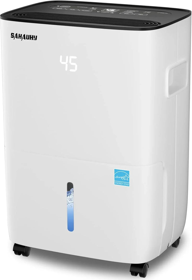 80-gallon Energy Star dehumidifier for basement, family bedrooms, large rooms (with a maximum area of up to 5200 square feet), equipped with drainage pipes and water tank B1002