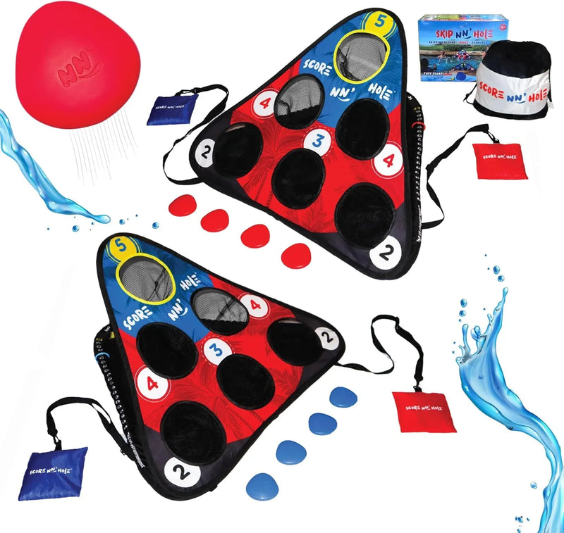 Fun Pool Game for Adults and Family | Stonne Skipping Meets Swimming Pool Cornhole Game Floating | Fun For All Ages, Easy Setup, Well Made | Portable Water and Lake Toy | H8233