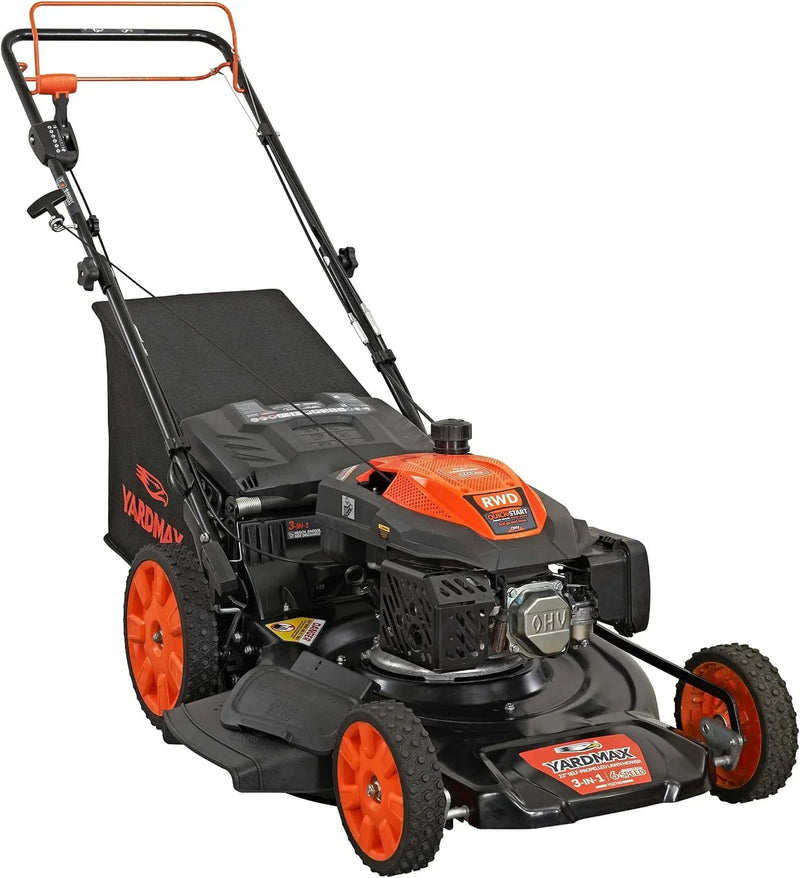 22 in. 201cc Select PACE 6 Speed CVT High Wheel RWD 3-in-1 Gas Walk Behind Self Propelled Lawn Mower, Black F7423