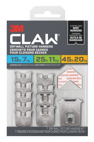 Claw DrywAll Picture Hangers Assorted Kit, 45-lb Capacity N2556