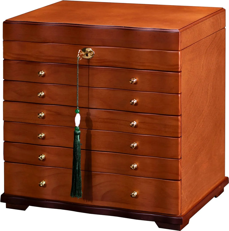 Wooden Jewelry Box,jewelry boxes for women large jewlrey box&organizers with necklace hanger,jewerly organizer,jewelry holder organizer,9-layer large capacity jewelry storage box G3514