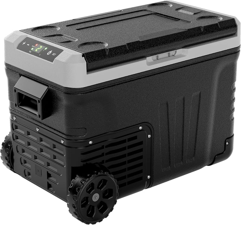 EUHOMY 12 Volt Refrigerator, 37QT(35L) Electric Cooler, Portable Freezer 12V/24V DC 110-240V AC, 12V Fridge -4--~68--, 12V Cooler with Wheels & 2 Baskets for Travel, Truck, Boat, Camping R5678