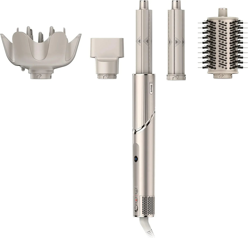 Powerful hair dryer and multi-functional styling tool, featuring automatic hair curler, paddle brush, oval brush, concentrator accessory and stones. I2795