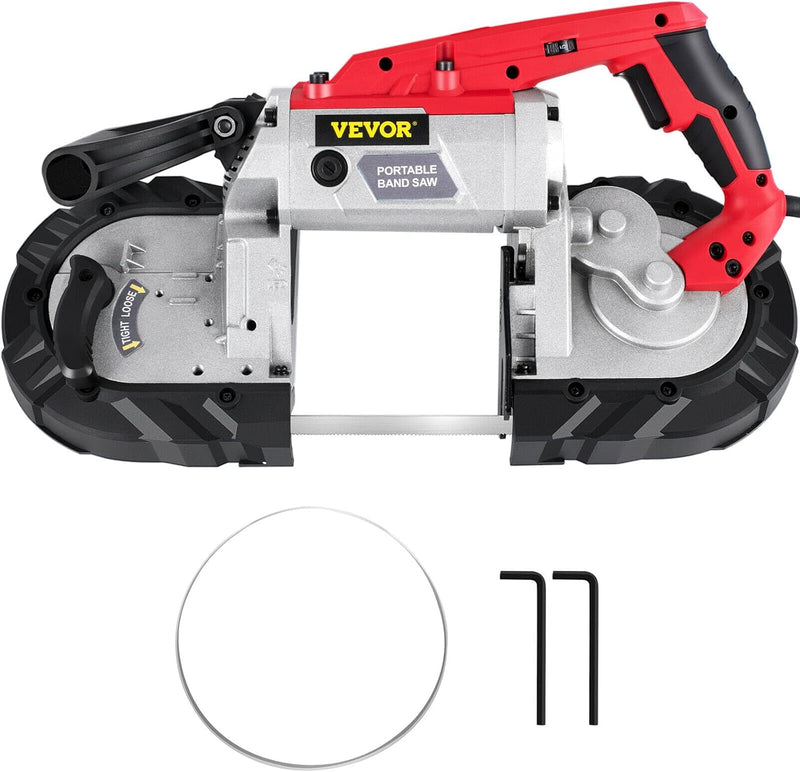 Portable Band Saw, 110V Removable Alloy Steel Base Corded Band Saw, 5 Inch Cutting Capacity Hand held Band Saw,Variable Speed Portable Bandsaw, 10Amp Motor Deep Cut Band saw for Metal Wood O7744