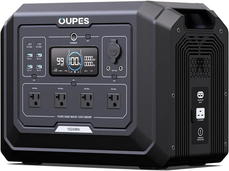 1 Portable Power Station 2000W (4500W Peak), 1024Wh LiFePO4 Battery Generator with 1400W AC Charging & 800W Solar Charging, Expandable to 5120Wh, for Home, Power Outages, Camping & RVs K2434