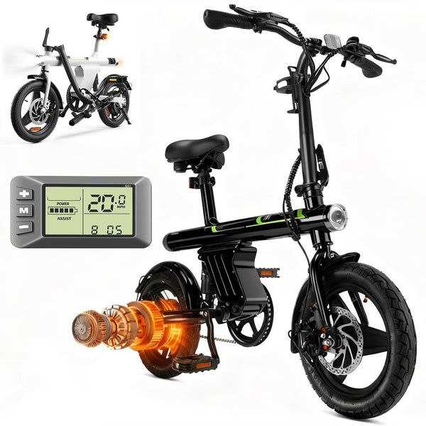 14 in Electric Bike for Adults,500W Folding E-Bike,Electric Commuter Mini Bikes,Electric Bicycles with 36V Removable Battery,Black N6252