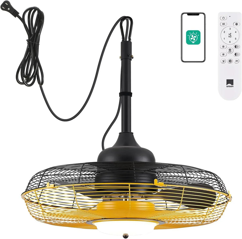 Outdoor Ceiling Fan with Light, Plug in Ceiling Fan with Remote, Gazebo Fans Outdoor Hanging for Patios Waterproof, Wet Rated Hanging Fan with App Control O2743