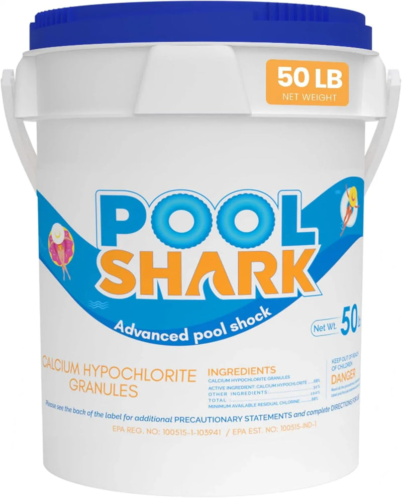 68% Calcium Hypochlorite Pool Shock for Swimming Pools - Chlorine Granules Swimming Pool Shock 50 lbs Bucket - Pool Chlorine for Inground and Above Ground Pool Treatment, Saltwater (50lbs) J9479