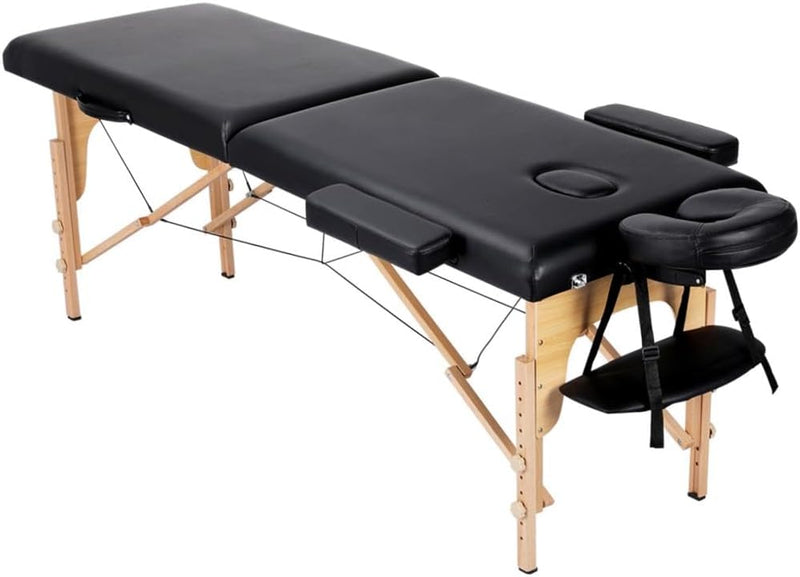 Massage Table Lash Bed Portable Massage Spa Bed Beauty Tattoo Table Adjustable for Eyelash Tech Physical Therapy Couch, Black J4447