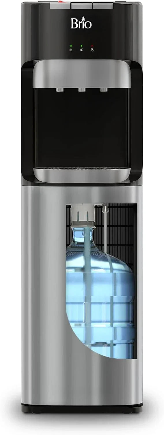 Bottom Loading Water Cooler Dispenser for 5 Gallon Bottles - 3 Temperatures with Hot, Room & Cold Spouts, Child Safety Lock, LED Display with Empty Bottle Alert, Stainless Steel V5122